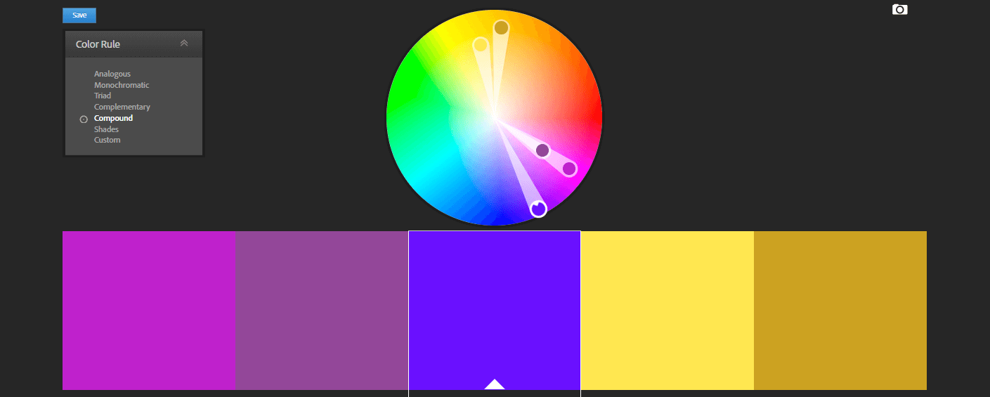 複合配色方案的示例。