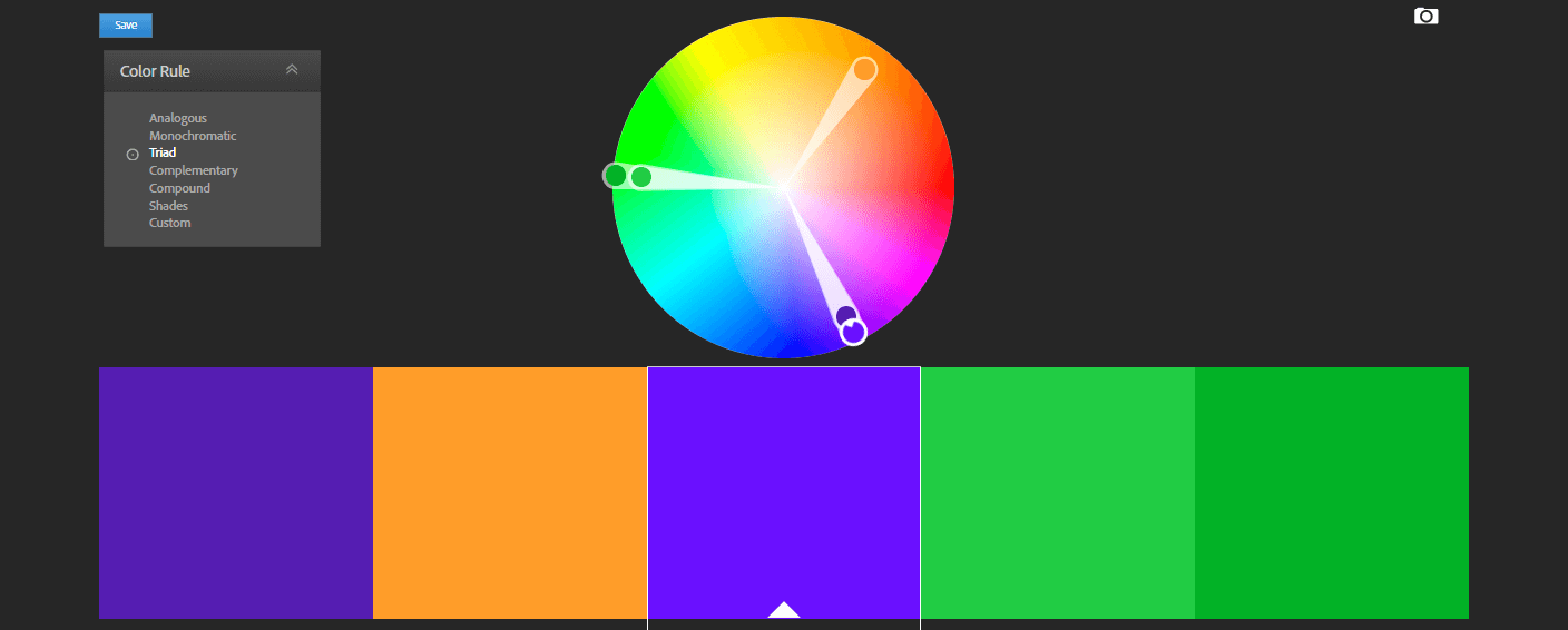 三合會配色方案的示例。