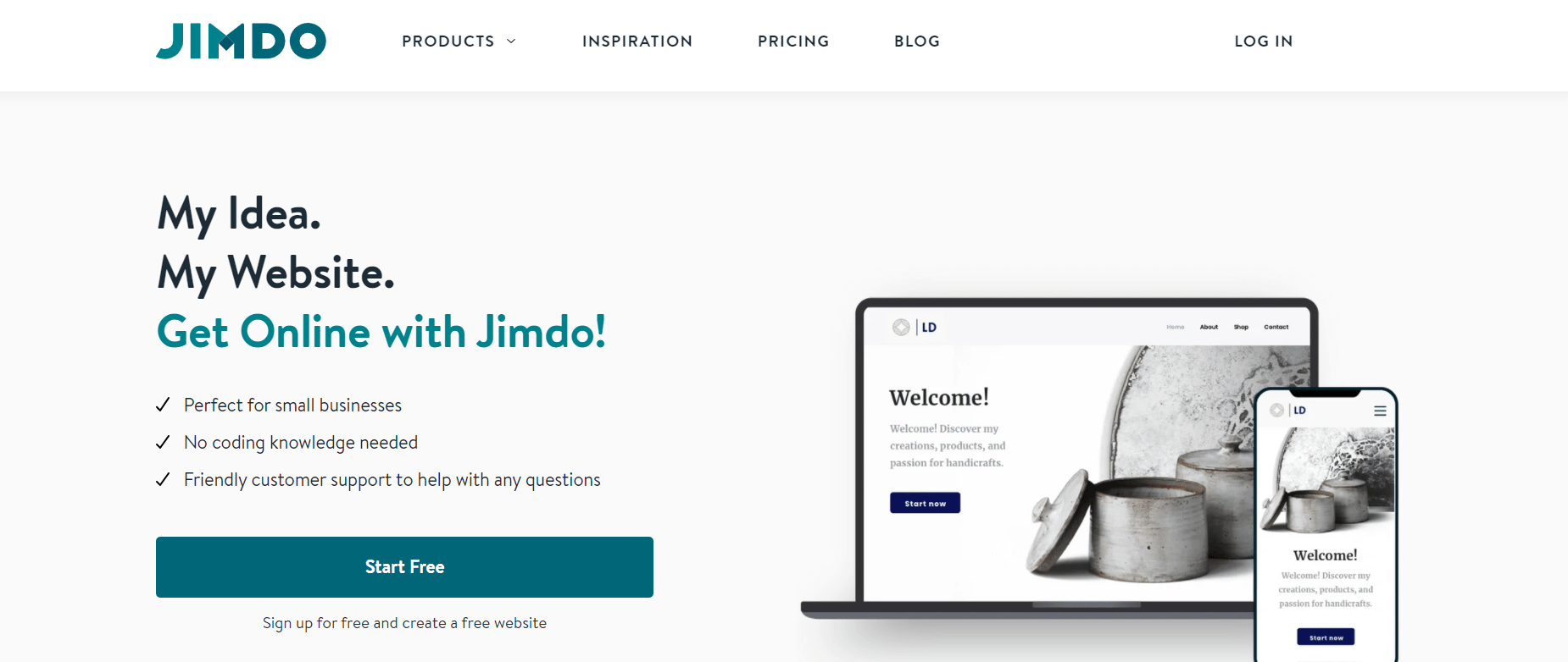 免费网站建设者Jimdo主页。