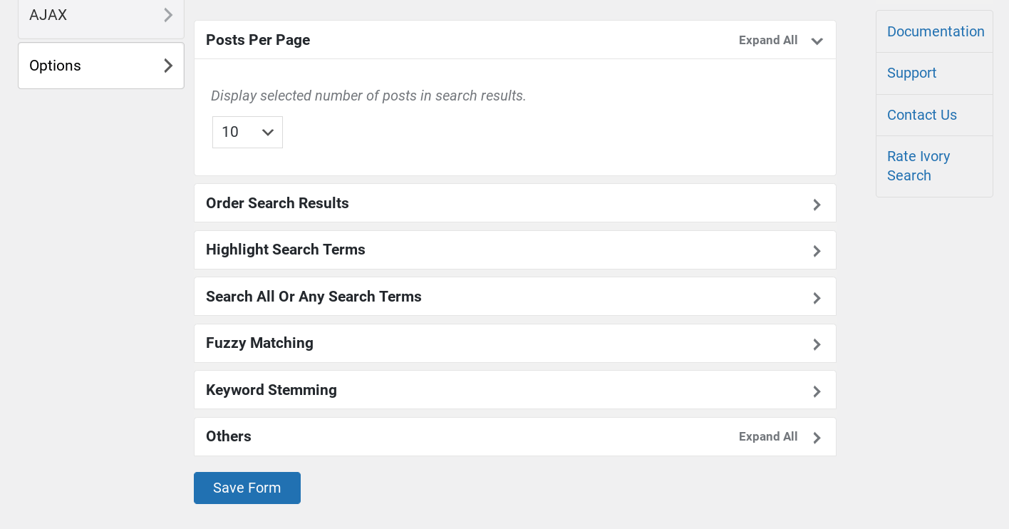 在“象牙搜索”设置中自定义WordPress搜索表单。