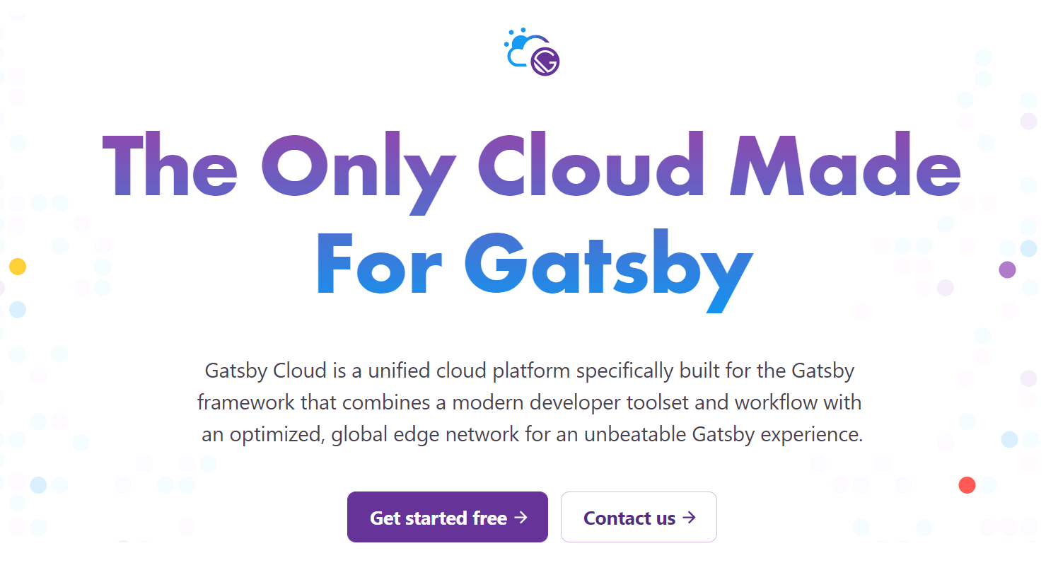 Gatsby Cloud Hosting 的主页。