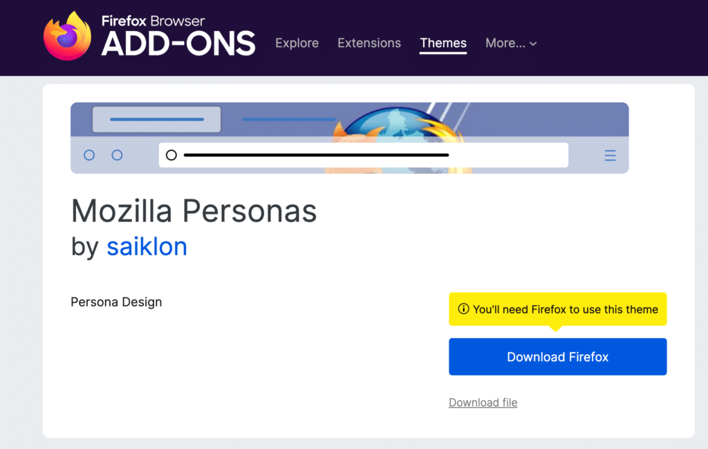 Mozilla Personas 主页截图