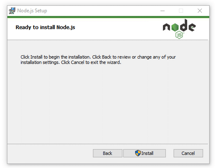 開始安裝 Node.js。