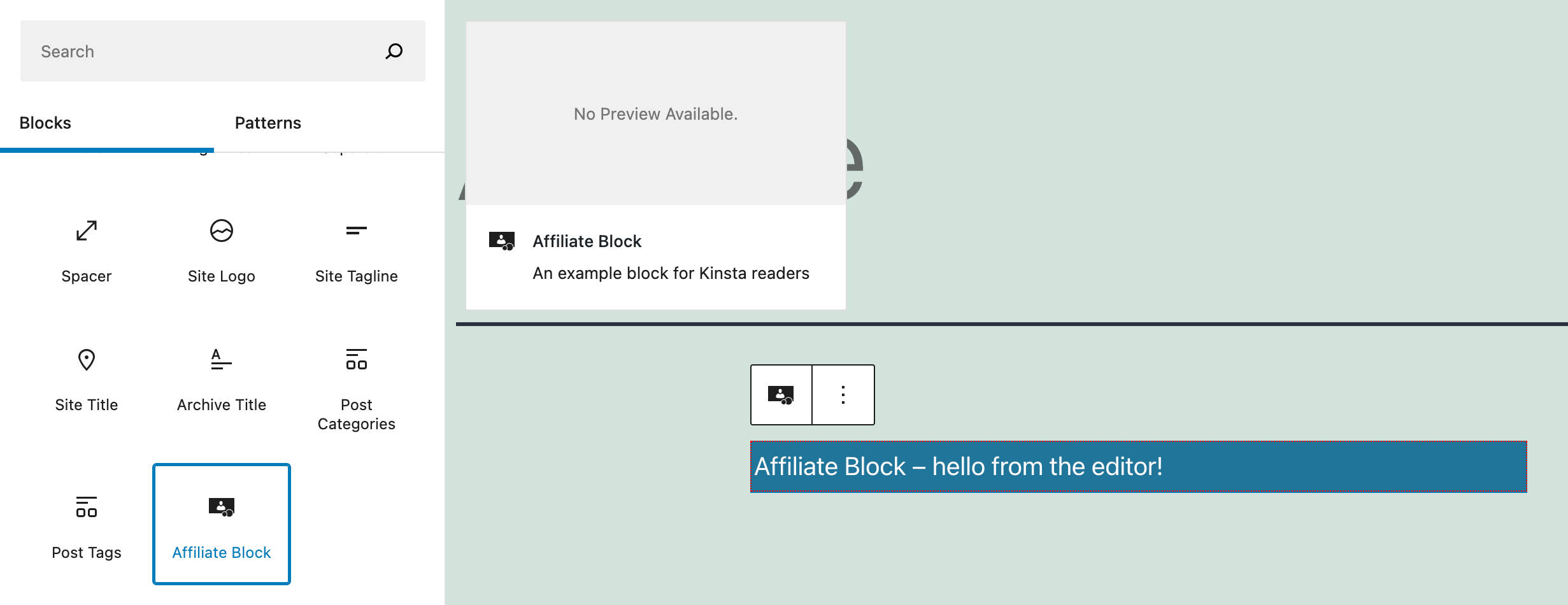 使用@wordpress/create-block 構建的起始塊。
