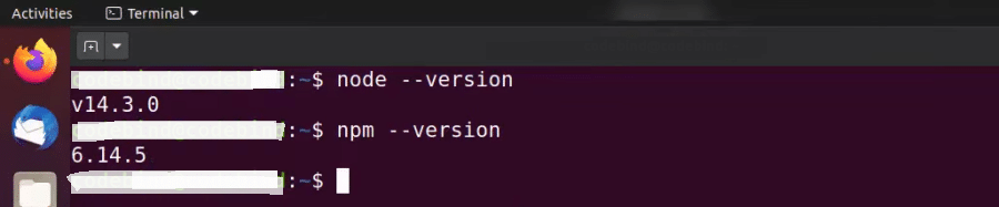 在 Ubuntu 上驗證 Node.js 安裝。