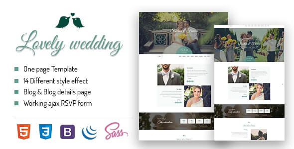 可愛的婚禮 HTML 網站模板