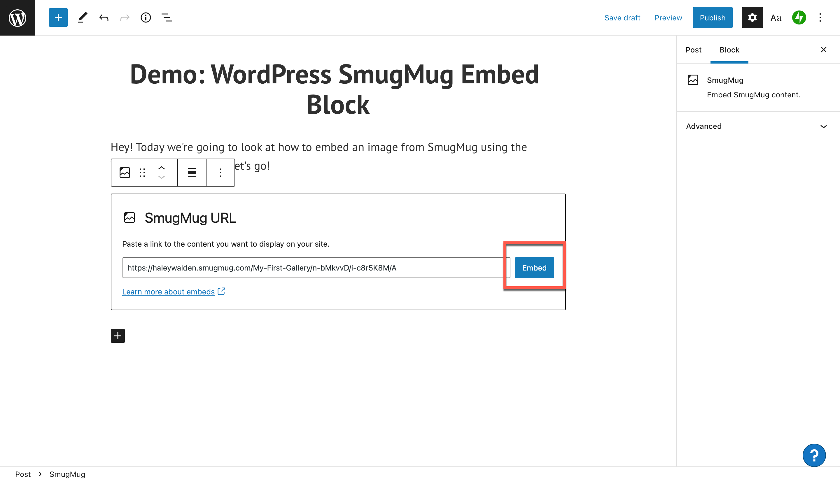 如何使用 wordpress-smugmug-embed-block-19