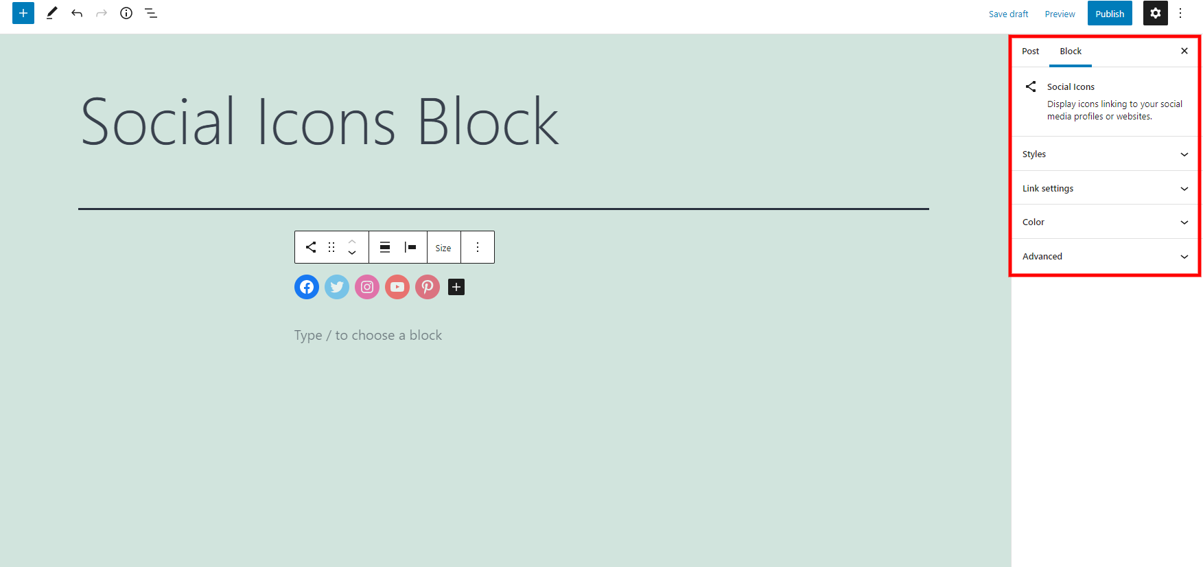 如何使用 wordpress-social-icons-block-22