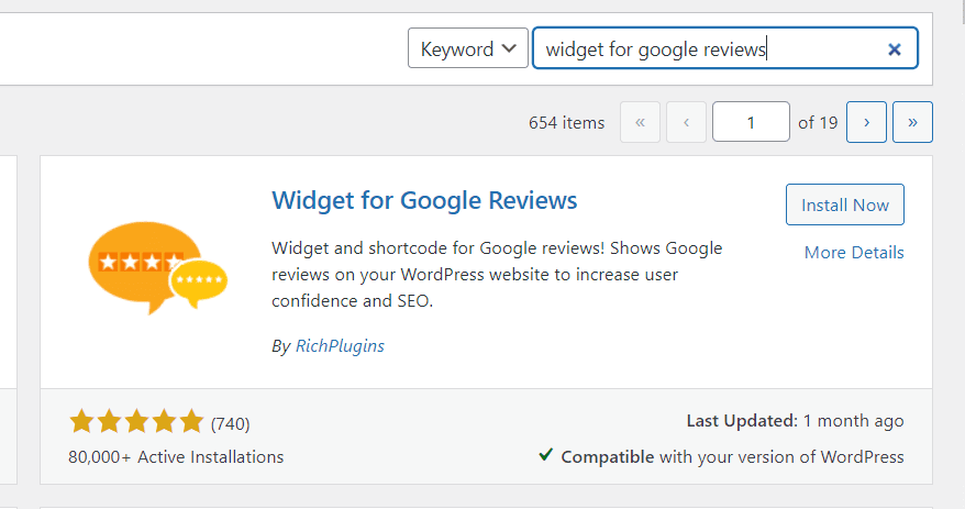 在您的网站上安装 Widget for Google Reviews 插件