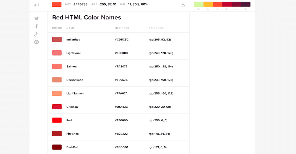 HTML 顏色名稱