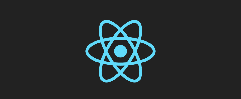 黑色背景上的電藍色原子的 React 官方標誌。