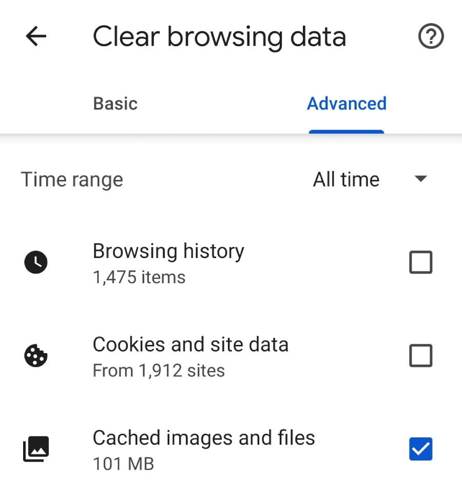 清除 Chrome 中的瀏覽數據