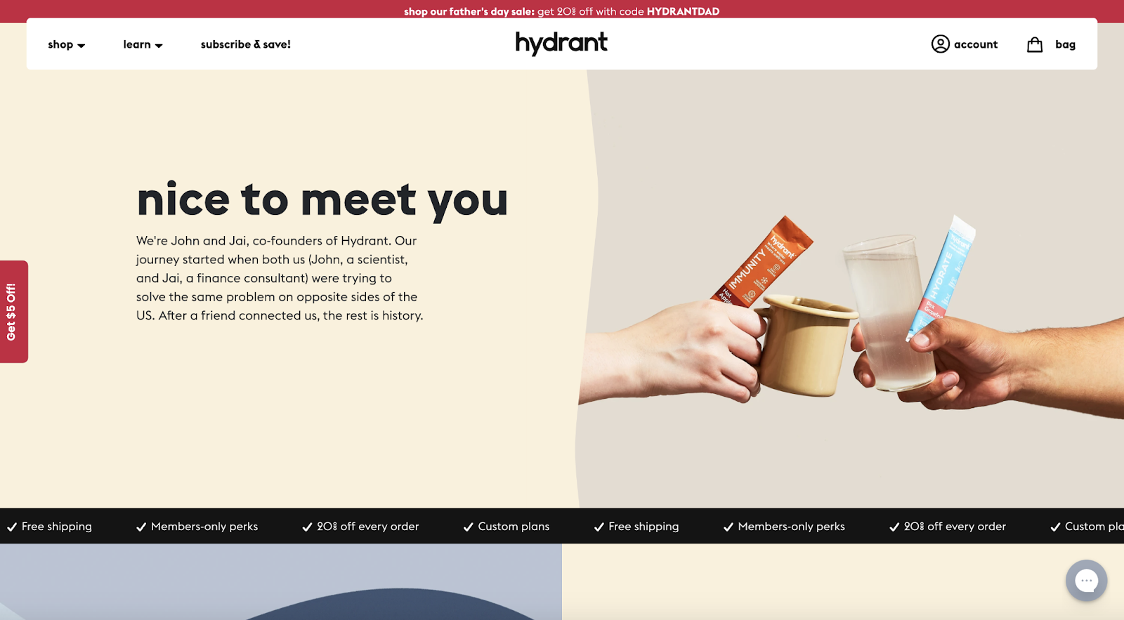 Hydrant 的独特品牌在其“关于我们”页面上熠熠生辉。