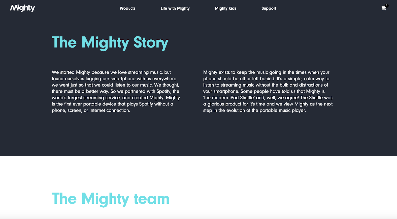 Mighty Audio 在其“关于我们”页面上向您介绍其团队。
