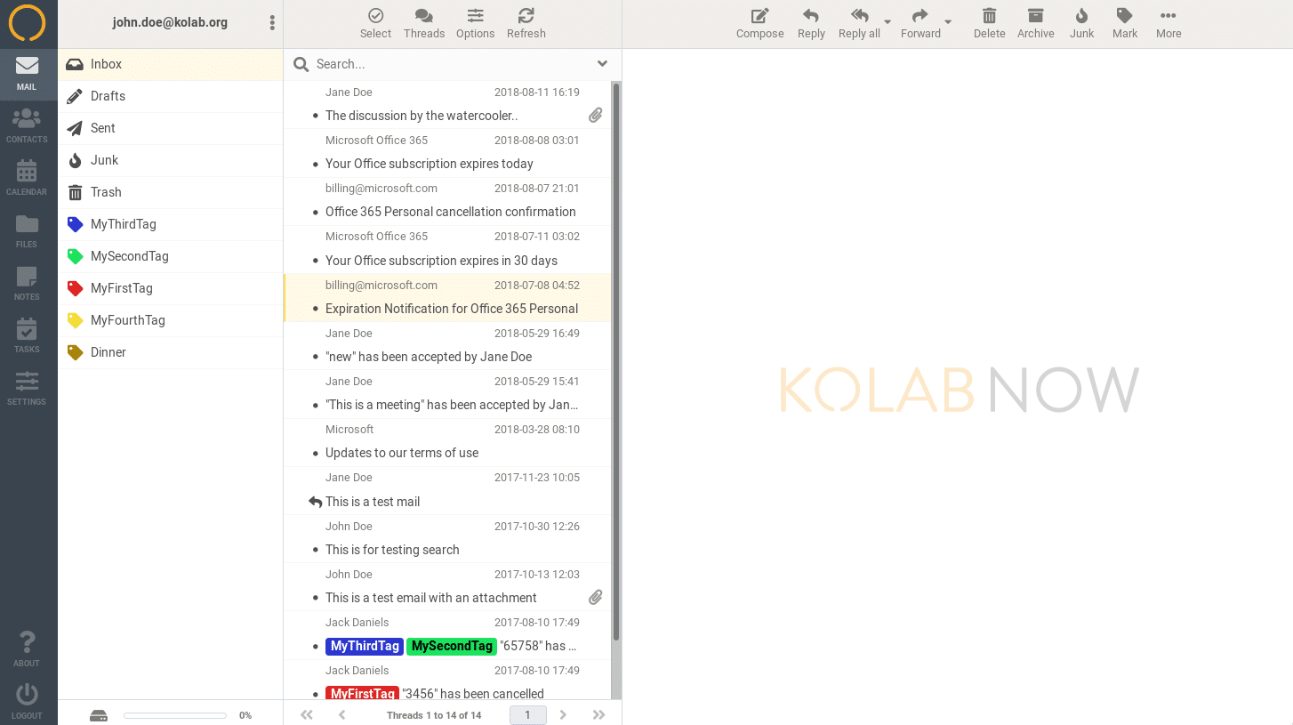 Kolab 现在收件箱