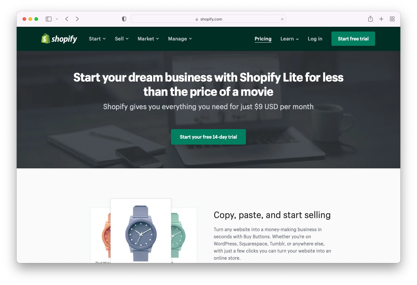 最便宜的電子商務平台： Shopify Lite