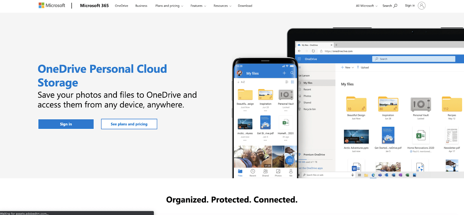 Microsoft OneDrive 网站主页