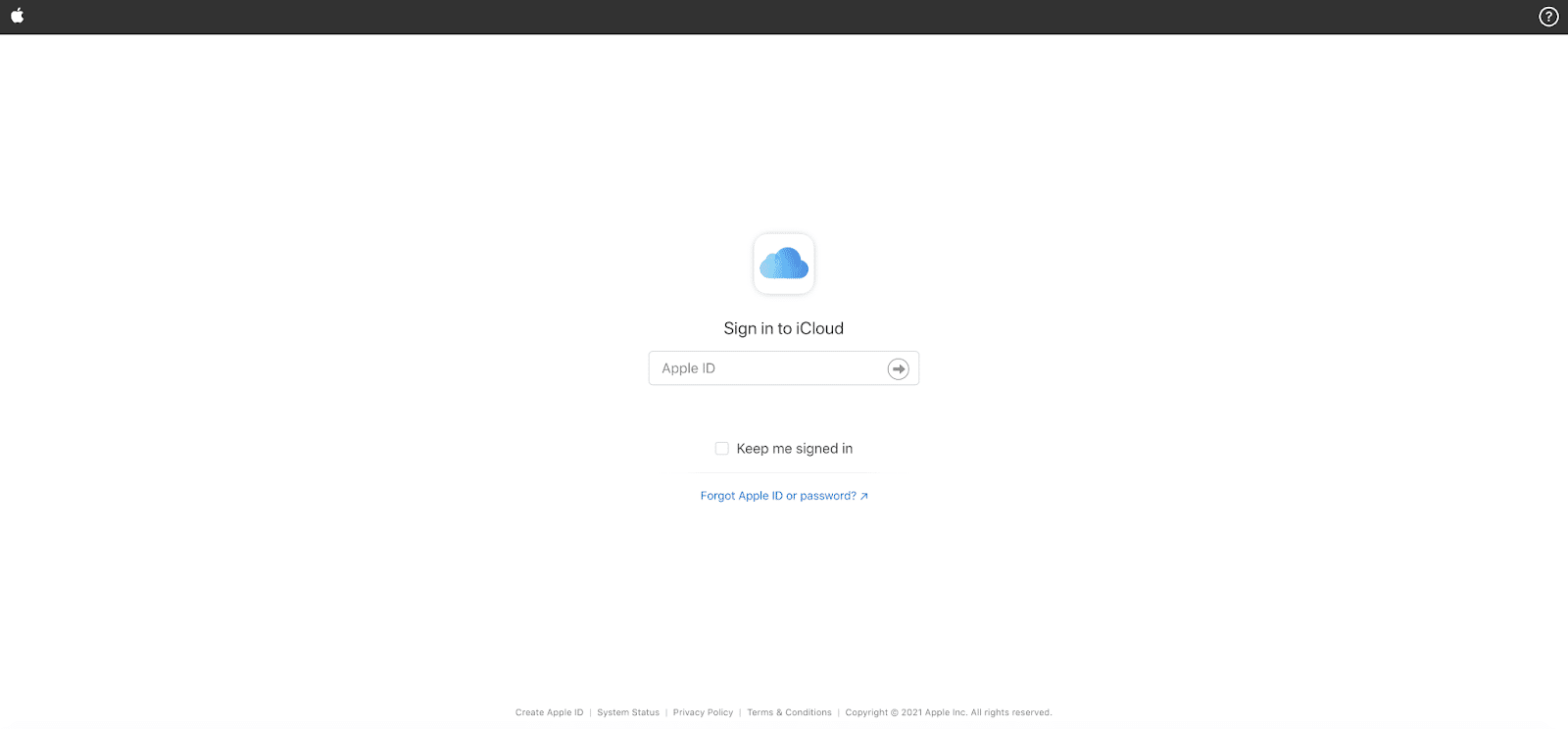 iCloud 登录页面