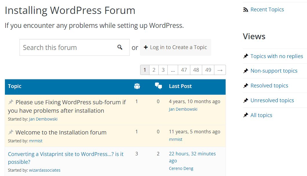 WordPress.org 上的支持論壇