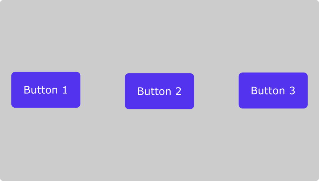 使用 Tailwind CSS 的 flex-row 實用程序類水平對齊的三個按鈕。