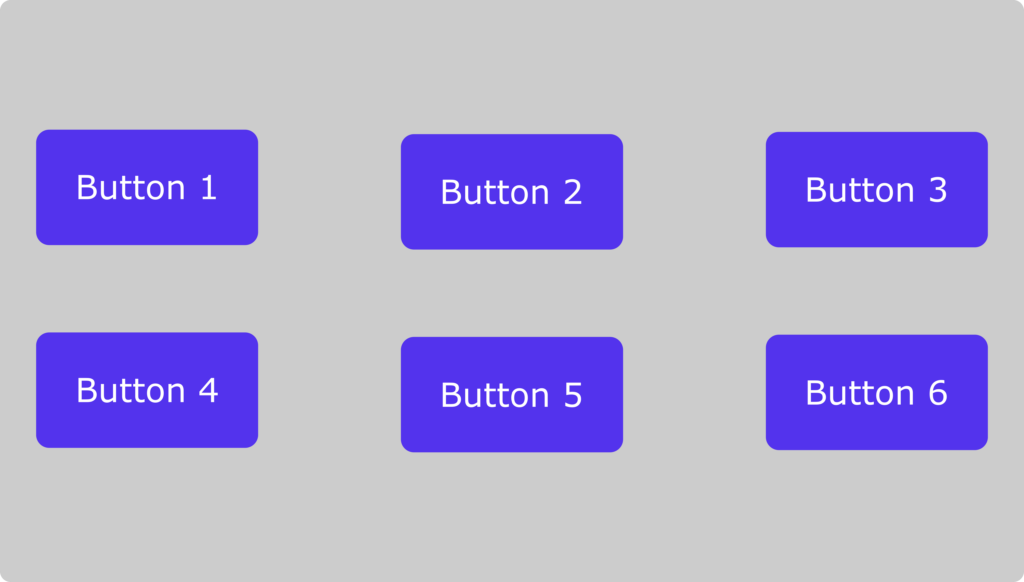 使用 Tailwind CSS 的 grid-cols 實用程序類在列中平均分布六個按鈕。