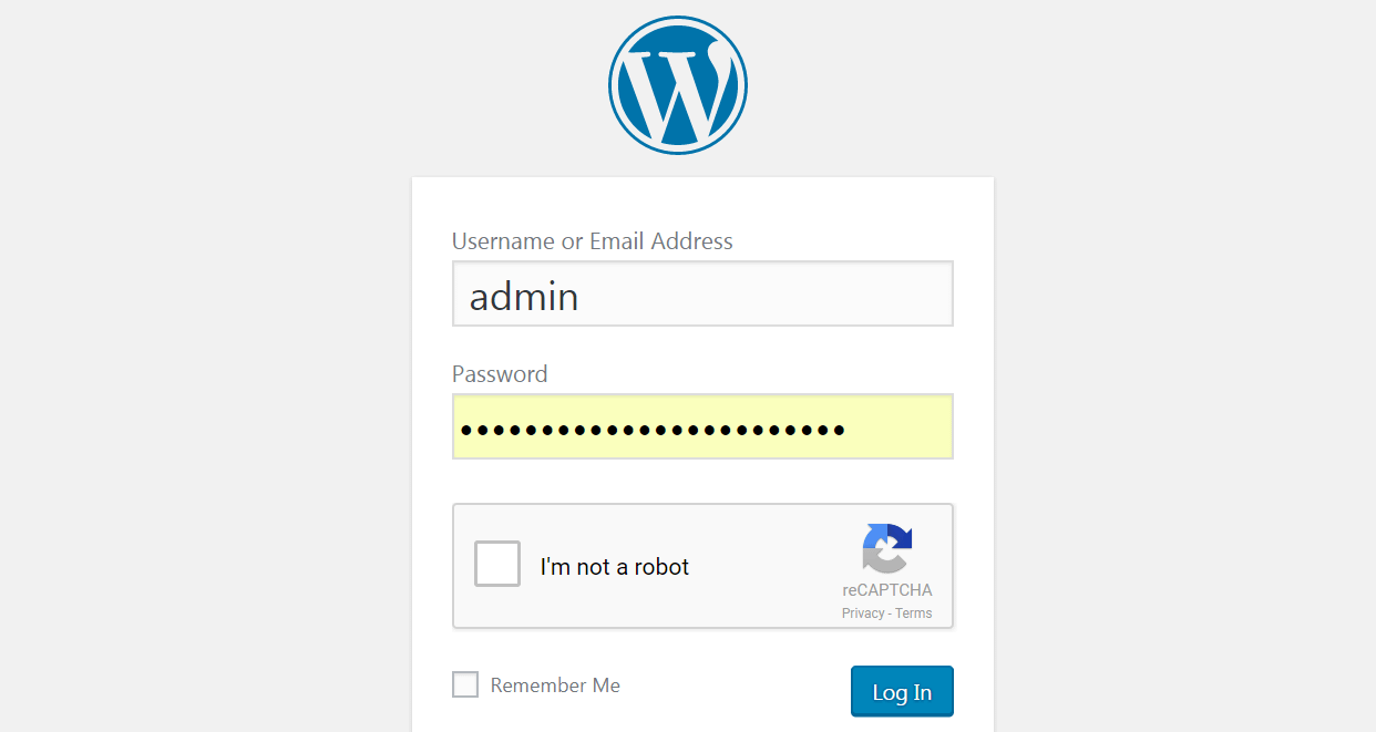 登錄頁面上的 WordPress 驗證碼。