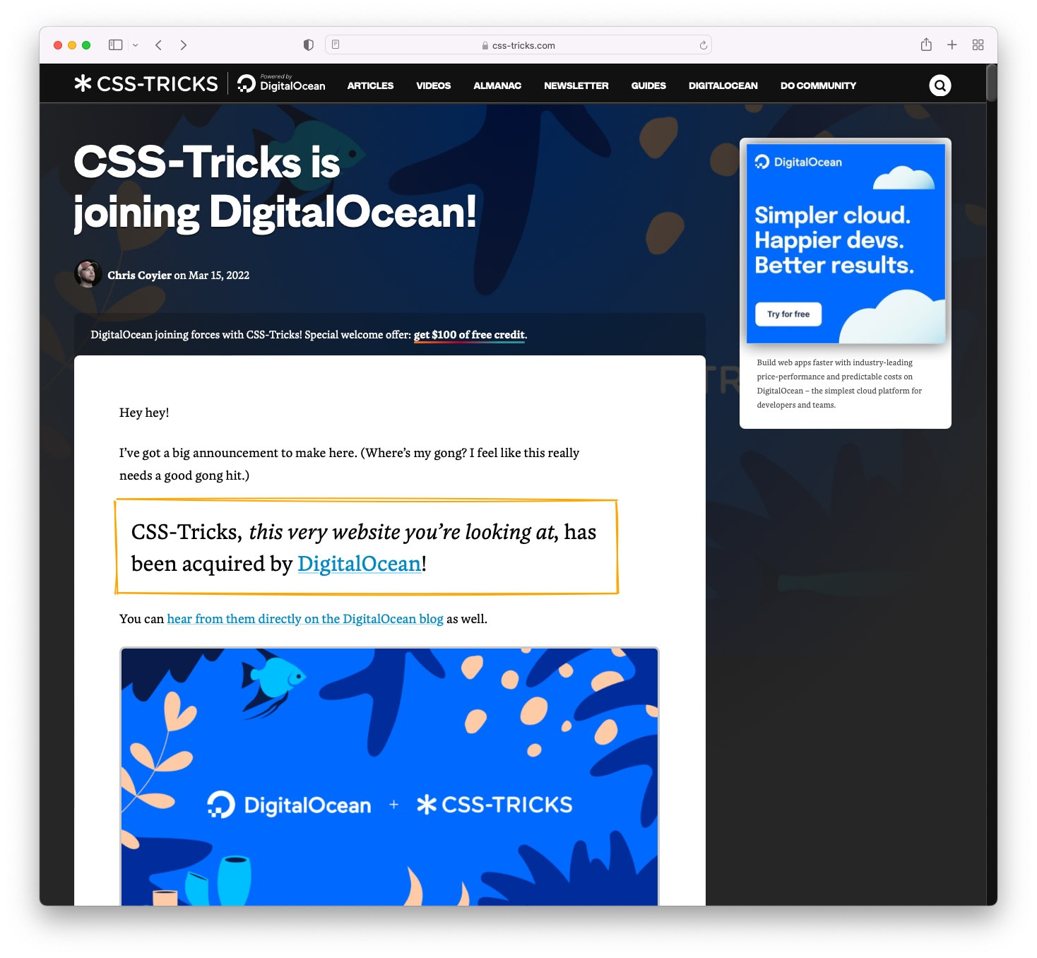 DigitalOcean 收购 CSS Tricks