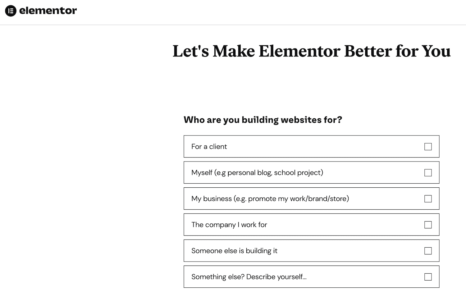 创建一个 Elementor 帐户