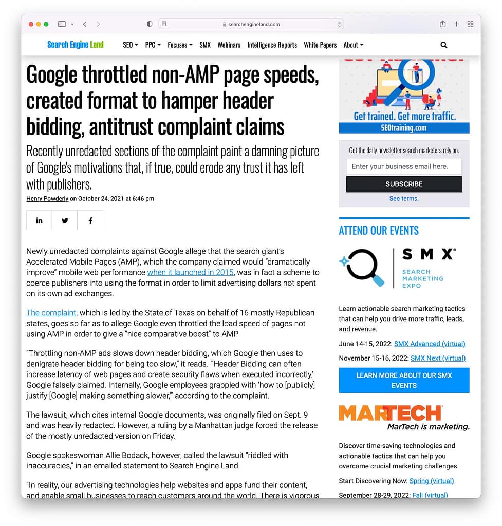 谷歌 AMP 即將退出