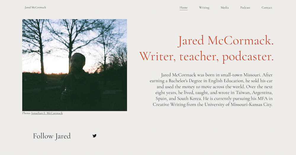 Jared McCormack 的网站。