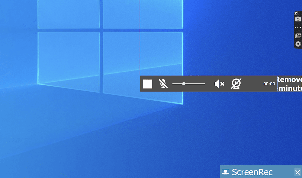 如何在 Windows 上录制屏幕：捕获期间的 ScreenRec 录制栏