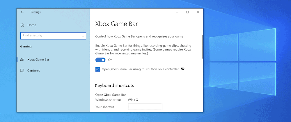 在 Windows 设置中切换 Xbox 游戏栏。