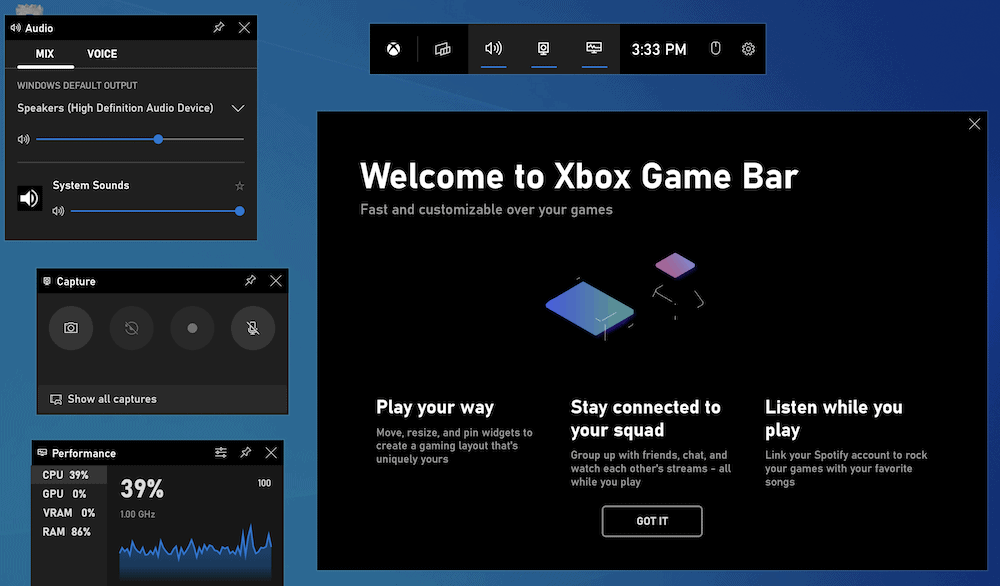 Xbox Game Bar 的活动版本。