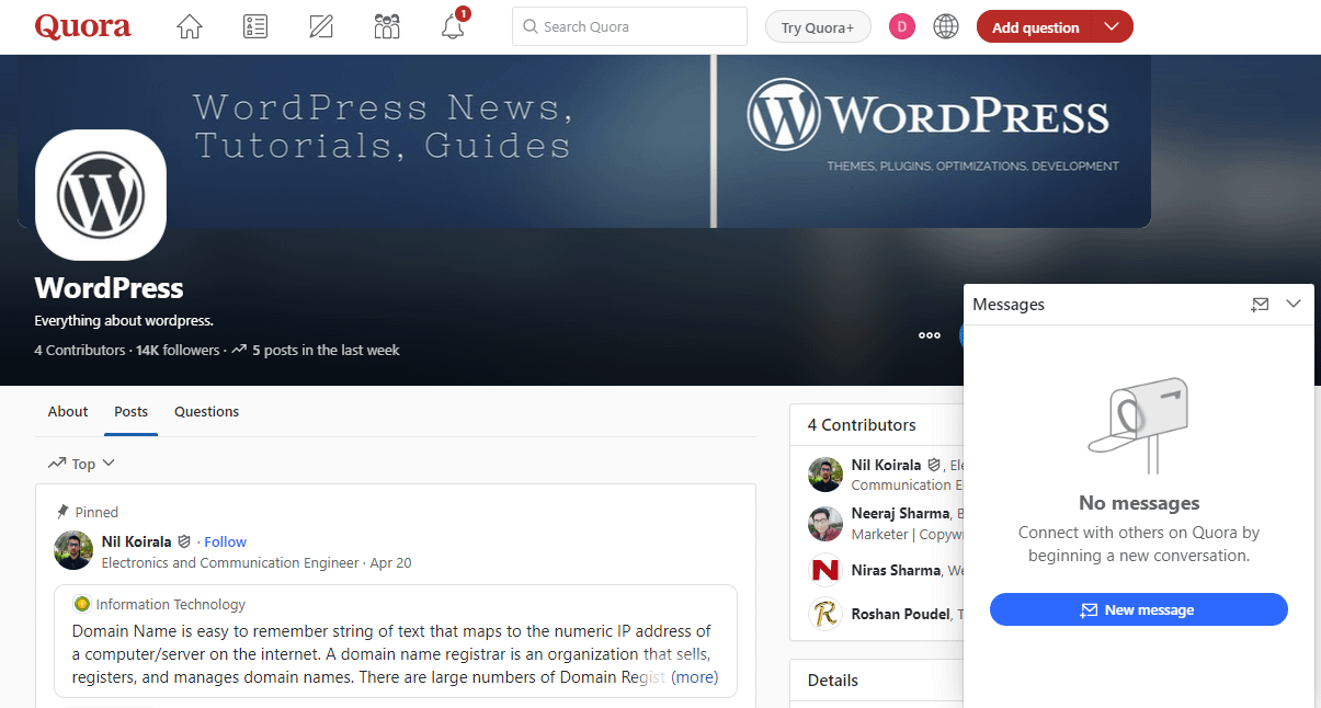 Quora 中的一個 WordPress 群組
