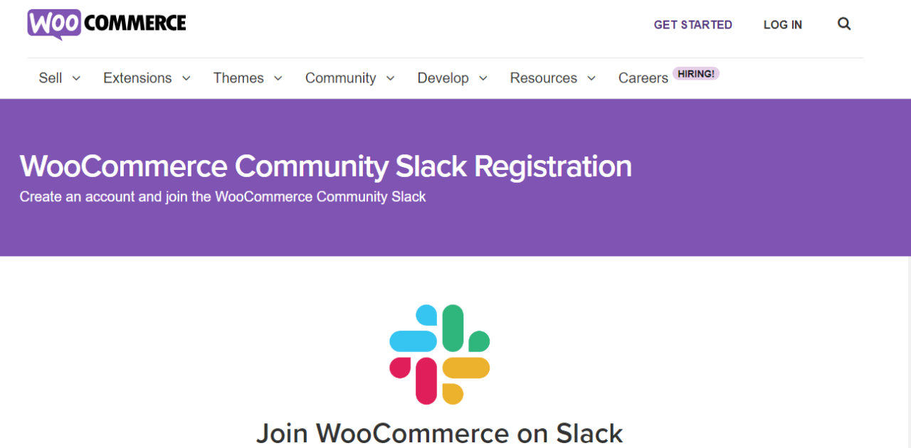 WooCommerce 社區 Slack 註冊頁面