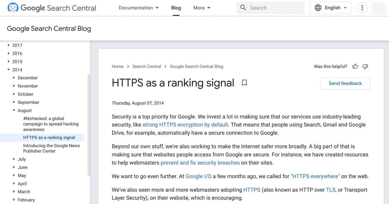 HTTPS 作为排名信号