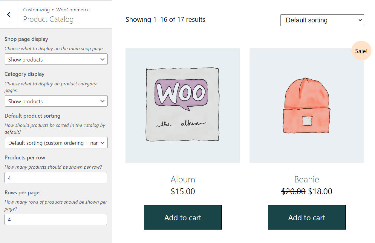 更改 WooCommerce 显示设置