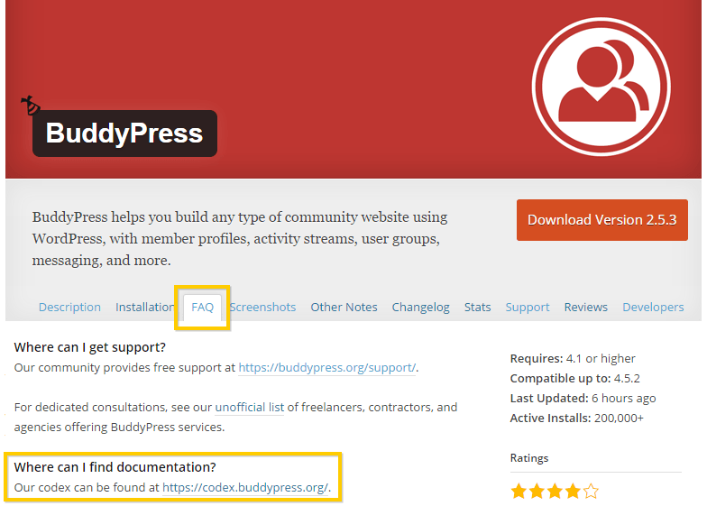 查看 BuddyPress WordPress 插件的常见问题解答