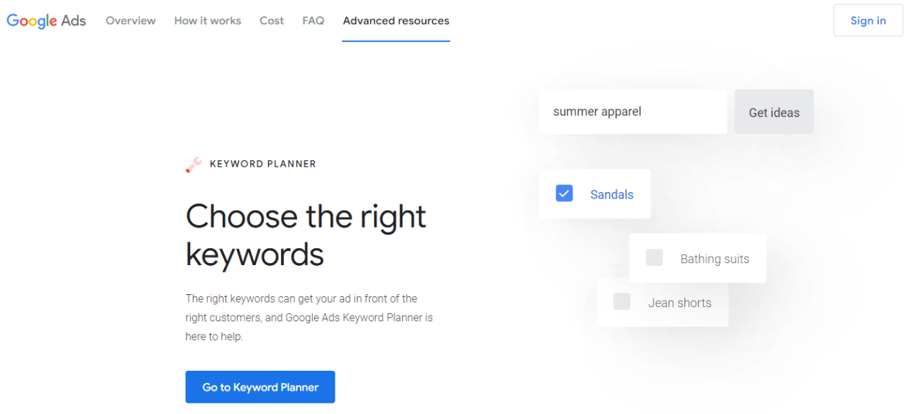 Google 的 Keyword Planner 可以帮助您学习如何编写 seo 内容