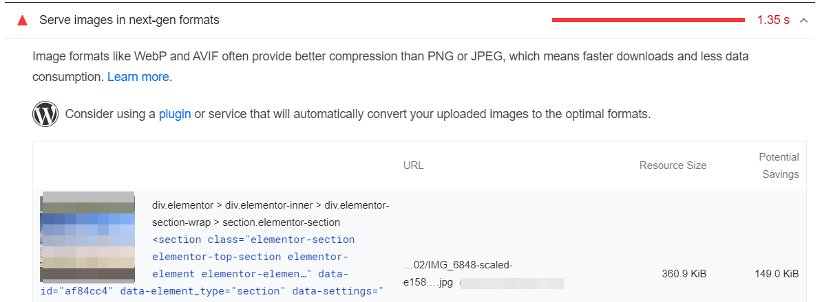 PageSpeed Insights 在確定我的網站速度時優化圖像的建議