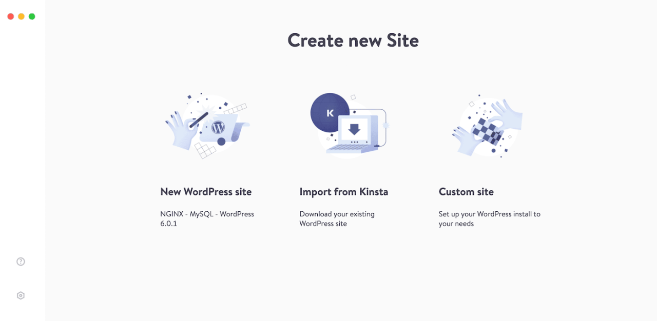 创建新的 DevKinsta 站点页面在下载后可用
