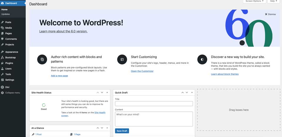 WordPress-仪表板