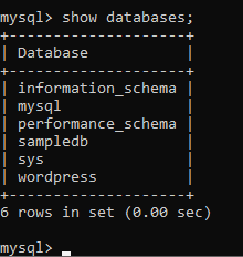 顯示 MySQL 資料庫。