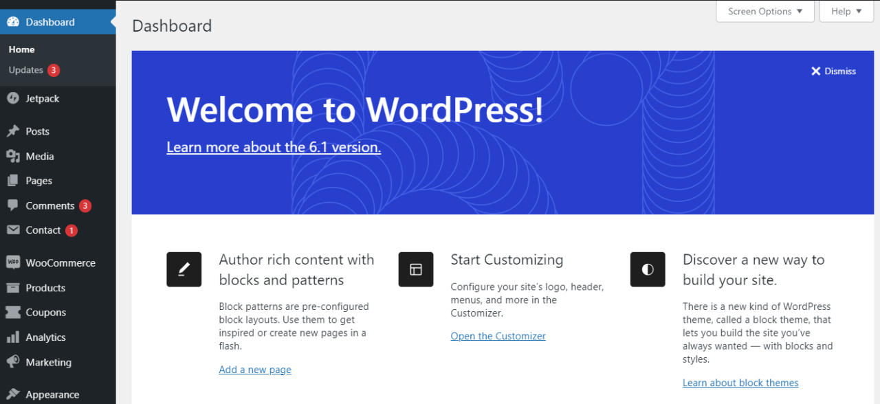 WordPress 儀錶板