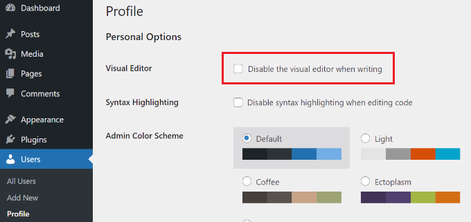 disable-the-visual-editor-when-writing