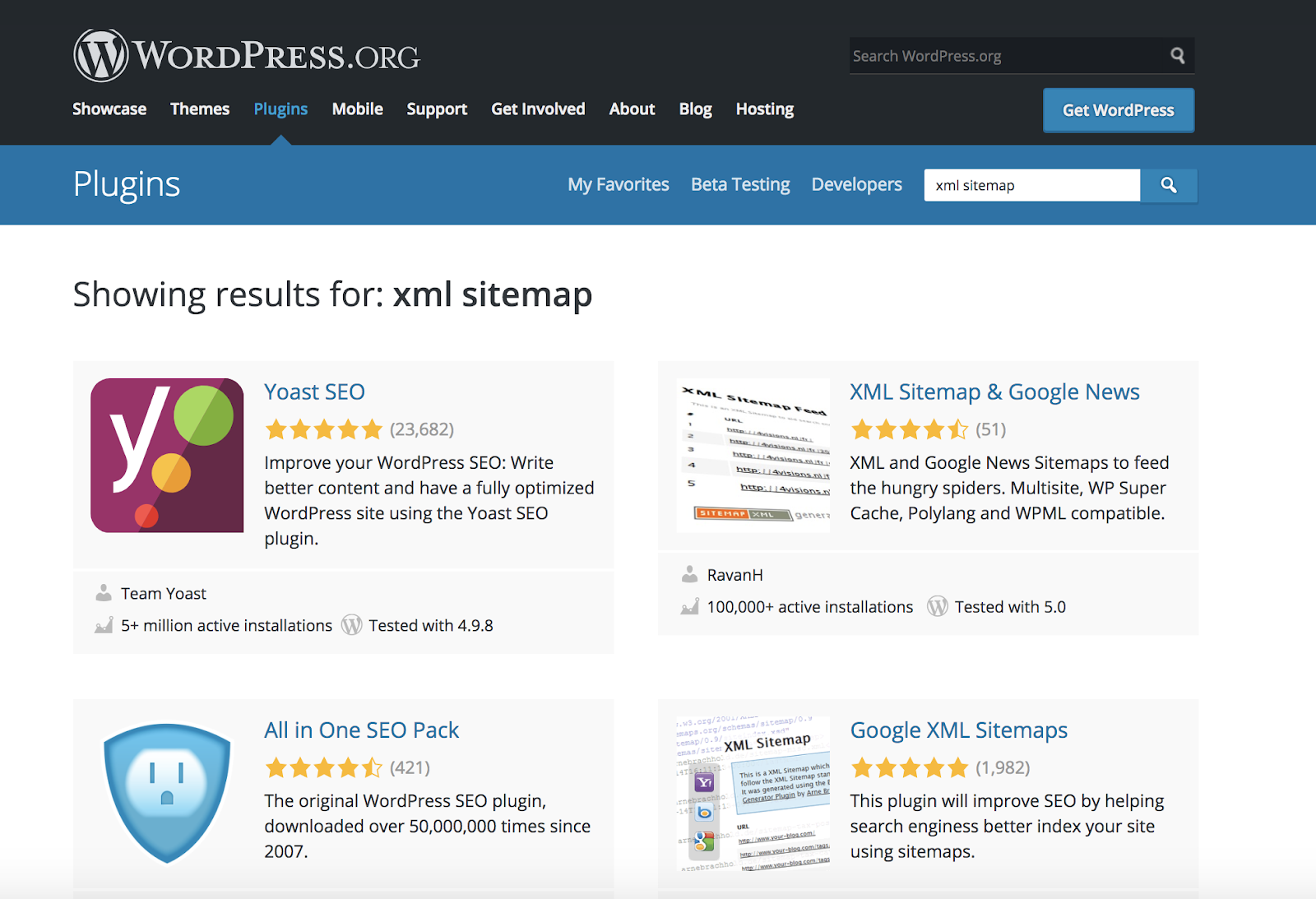 XML的网站地图，WordPress的，插件