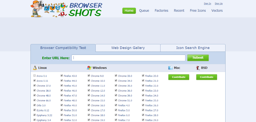Browsershots 可以帮助您完成网站启动清单