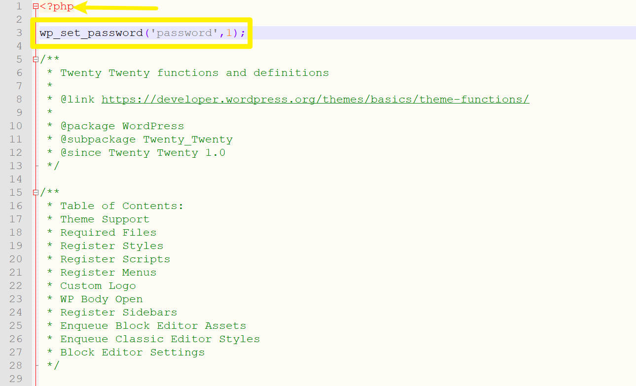 將代碼行添加到functions.php文件