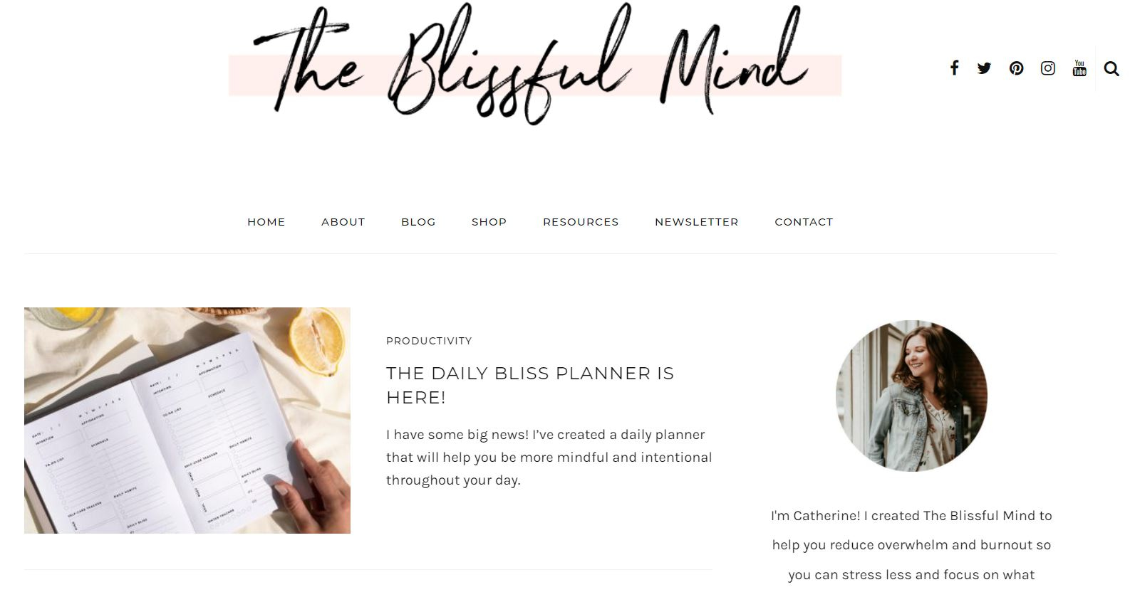 關於自我保健的 Blissful Mind 博客，這是 2022 年最賺錢的博客領域之一。