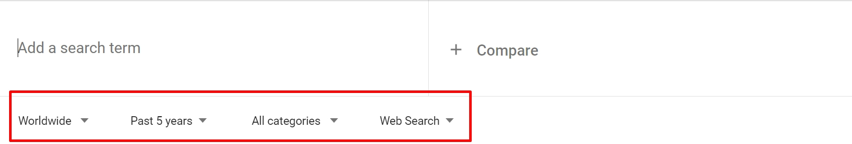 Google 趨勢中的搜索選項